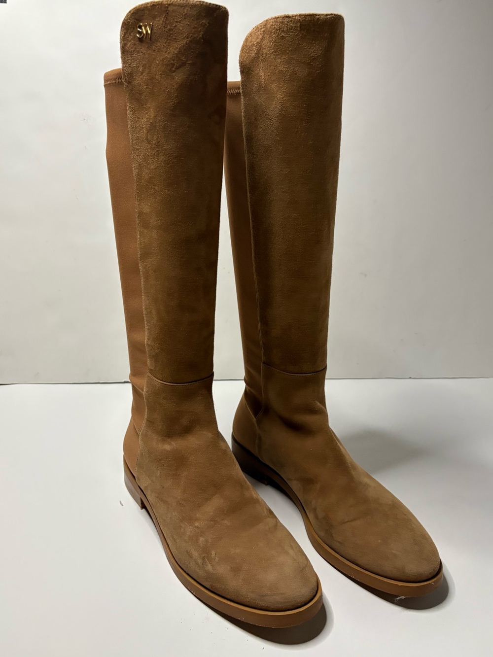 Stuart Weitzman Tall Suede Over-the-Knee Boots in Tan